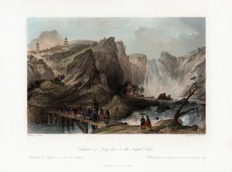 Cataract of Ting-hoo, på Tripod Lake, Kina, c1840.