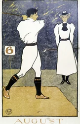 Par, der spiller golf - i "" Golfkalender"" af Edward Penfield