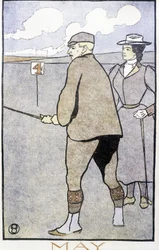 Par, der spiller golf - i "" Golfkalender"" af Edward Penfield