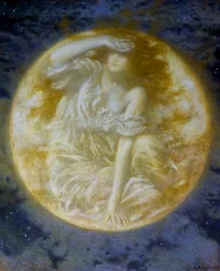 "Radiant Moon" Maleri af Edward Robert Hughes (1851-1914) (prerafaelit) Privat samling