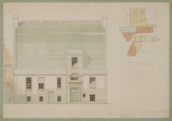 Forhøjning af hus til J.A.M. Whistler Esq, Tite Street, Chelsea, 1877 (pen og blæk og wc på papir) (se også 176476)