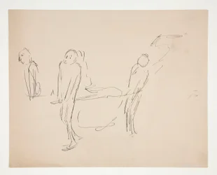 Figurstudie - to mænd med en båre