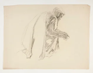 Figurstudie for Sir Lancelot og Sir Bors outfit Galahad med hans sporer, fra The Quest of the Holy Grail (det andet af en serie på femten malerier til Boston Public Library, færdiggjort i 1901)