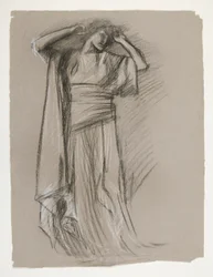 Figurstudie for the Castle of the Maidens(?), fra The Quest of the Holy Grail (en serie på 15 malerier til Boston Public Library, færdiggjort i 1901)