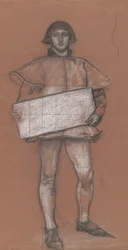 Figurstudie, mand i middelalderdragt.