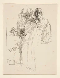 Galahad på slottet, studie for The Quest of the Holy Grail (serie på femten malerier til Boston Public Library, afsluttet i 1901)