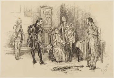 Illustration til Goldsmiths She Stoops to Conquer: «Var det vel gjort, hr., at hjælpe med at gøre mig latterlig?»