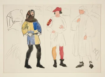 Linned kostume, bager kostume, gentleman: kostume skitse til Henry Irving