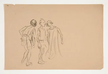 Skitse af tre mænd (studie for 1937.1072?), fra Merchant of Venice