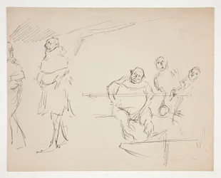 Studier til et uidentificeret Shakespeare-skuespil (Falstaff?) (recto and verso)