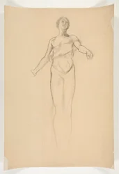 Studie af en allegorisk kvindelig figur til vægmaleri i statens hovedbygning i Harrisburg, Pennsylvania, 1902-1911 (fuldført af John Singer Sargent)
