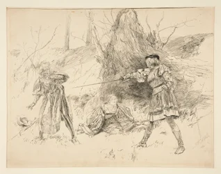Valentine redder Sylvia, fra akt V, Scene iv, Two Gentlemen of Verona