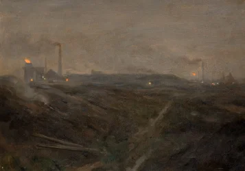 Højovne, nat (olie på lærred)