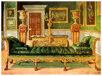 Mahogni og forgyldt georgiansk suite, Longford Castle, Wiltshire, 1911-1912.