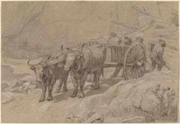 Okser og dumpervogn