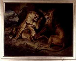 Lions at a Kill (olie på lærred)