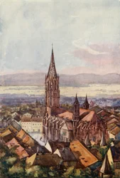 Rhinen: Freiburg-im-Breisgau (farvelitografi)