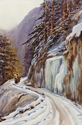 Rhinen: På Splugen-passet (farvelitografi)