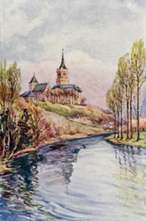 Rhinen: Schwanen Turm, Kleve (farvelitografi)