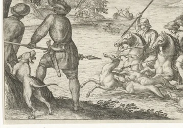 Flodlandskab med hjortejagt Jagtscener (serietitel) Ikoner Venantum Art Varias Representantes (serietitel)