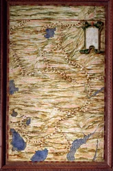 Kort over Peru Kort lavet af Egnazio Danti (1536-1586) matematiker, kosmograf og italiensk arkitekt. Omkring 1567. Firenze, Palazzo Vecchio, Sala del Mappamondo