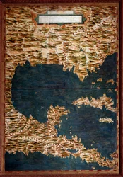 Mexico, Cuba, Florida og Jamaica Kort lavet af Egnazio Danti (1536-1586) matematiker, kosmograf og italiensk arkitekt. Omkring 1567. Firenze, Palazzo Vecchio, Sala del Mappamondo