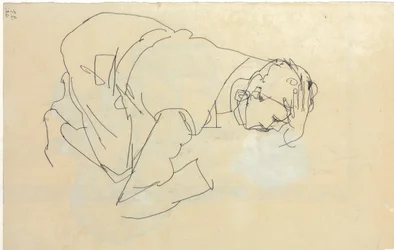 Erich Lederer i profil, hånd til hoved, 1912