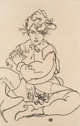 Siddende pige med spredte ben, 1918