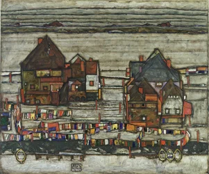 Huse med vaskesnor, 1914