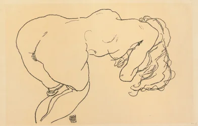 Langhåret nøgen, foroverbøjet, set bagfra, 1918