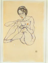 Nøgen kvindeGouache, akvarel og blyant. Signeret og dateret nederst til højre (gouache, akvarel  blyant)