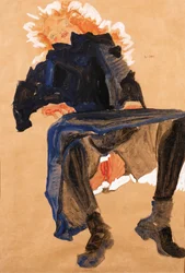 Liggende pige i blå kjole, 1910