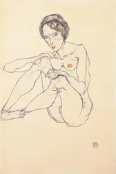 Siddende kvindelig nøgenfigur, 1914