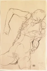 Siddende nøgen, 1914