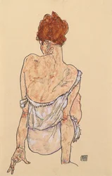 Siddende kvinde i undertøj, set bagfra, 1917