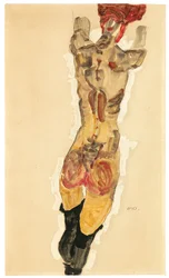 Stående nøgen tilbage, 1910