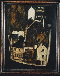 Tote Stadt III - Dead town III ... (olie og akvarel på træ)