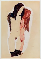 Two Reclining Girls (gouache, akvarel og blyant)