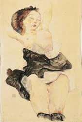 Ung pige liggende, halvnøgen, 1912