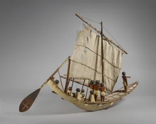Model begravelsesbåd, fra Beni Hasan, sandsynligvis Middle Kingdom, ca. 2060-1786 (blandet medier) (se også 107032)