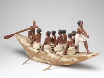 Model sejlbåd fra Tomb of Khety (Beni Hasan) Middle Kingdom, ca. 2010 B.C. - 1950 f.Kr. (malet træ og linned)