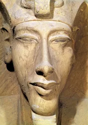 Buste af Amenophis IV (Akhenaten) (ca. 1364-1347 f.Kr.) fra Amun-templet, Karnak, ca. 1353-1337 f.Kr. (sandsten) (detaljer)