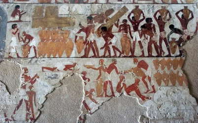 Egyptisk antikviteter: maleri, der udsmykker Rekhmires grav (TT100), vesir fra det 18. dynasti