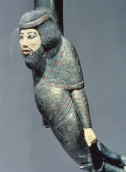 Figur af en syrer fra enden af en ceremoniel stok, fra Tutankhamons grav (ca. 1370-52 f.Kr.) New Kingdom (træ og elfenben) (se også 149407)