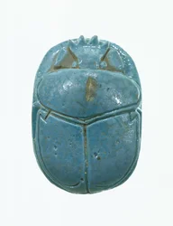 Ægteskabsskarabé af Amenhotep III og Dronning Tiye, New Kingdom (glaseret fajance)