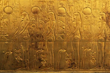 Relief på højre yderpanel i det andet gravkapel, Tutankhamons skatkammer, Egypten, Egyptisk civilisation, Det Nye Rige, XVIII. dynasti