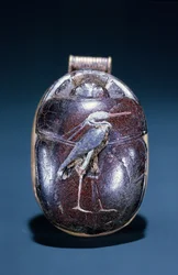 Skarabæ med hejre, fra Tutankhamons grav, Det Nye Rige
