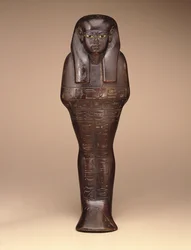 Shawabti af Maya, New Kingdom, ca. 1390-1353 f.Kr. (træ, maling og glas)