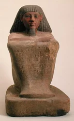 Statue af den skriftlærde Maaniamen, midten af det 15. århundrede f.Kr., New Kingdom (kalksten)