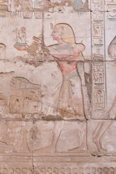 Vægrelieffer, stor hypostilhal, Karnak tempelkompleks, Luxor, Egypten